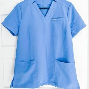 Jaanuu Blue V-Neck Medical Scrub Top